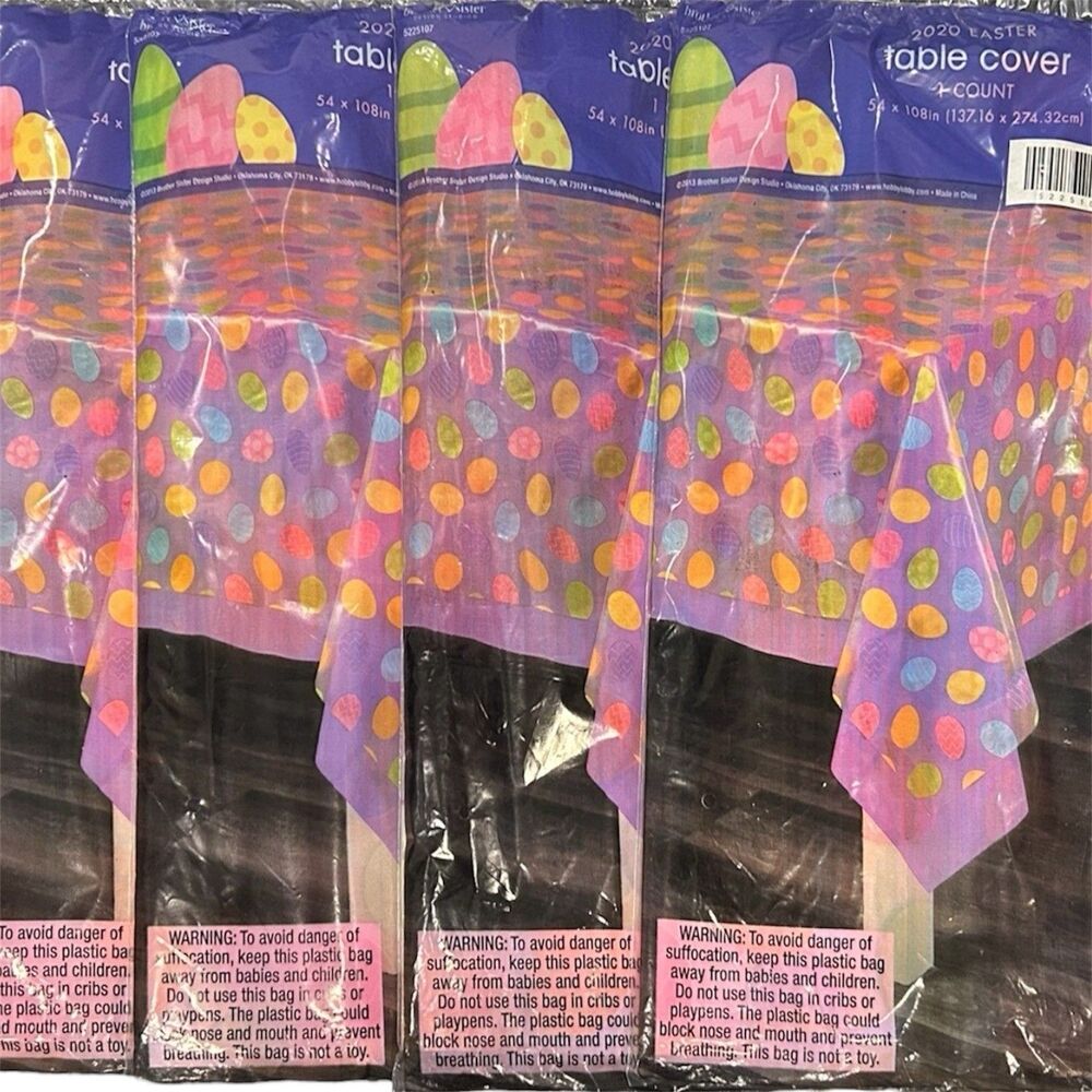 4x Easter Table Cover MultiColored Eggs 54x108"